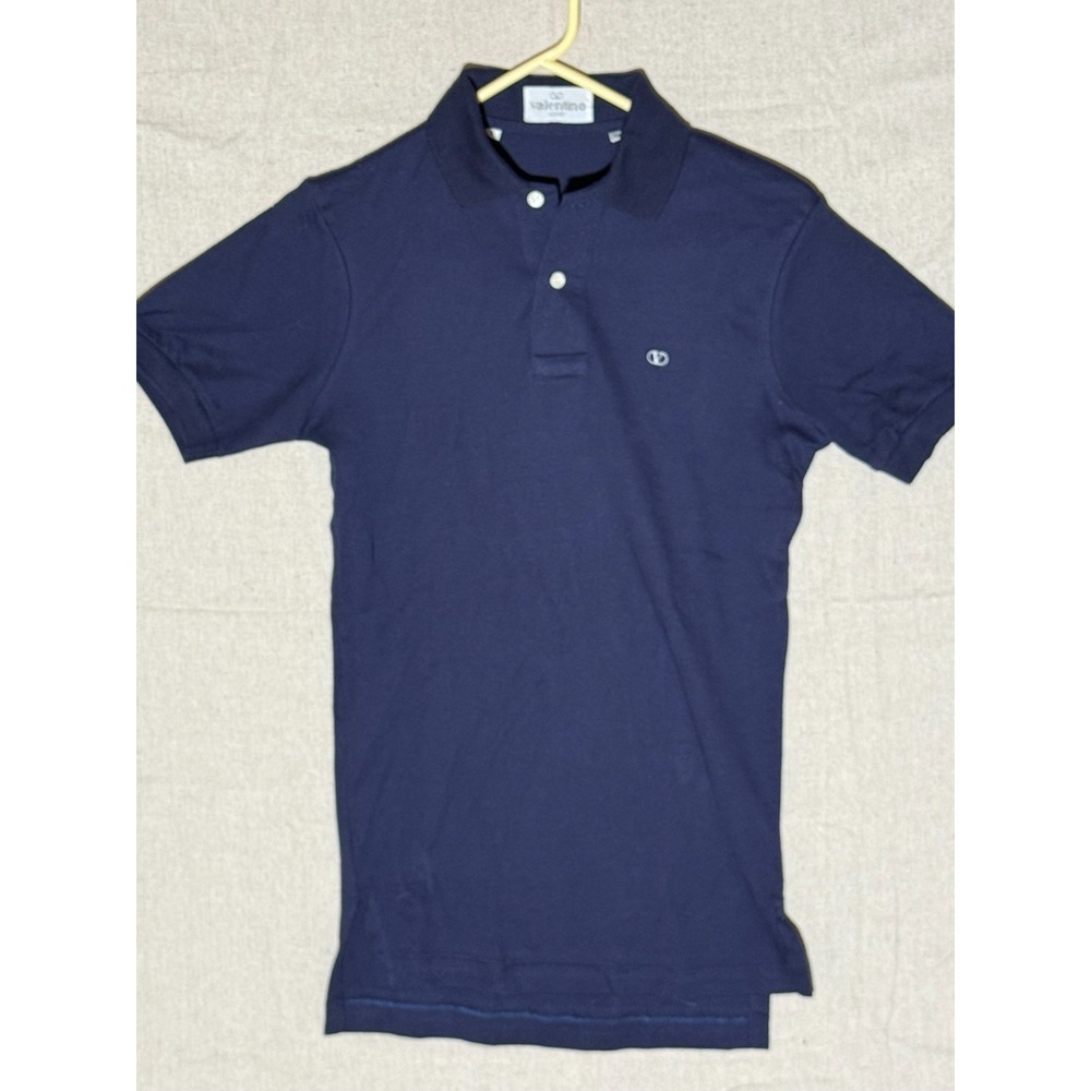 Vintage Valentino Uomo V Logo Polo Shirt Mens Small Navy Blue Hong Kong